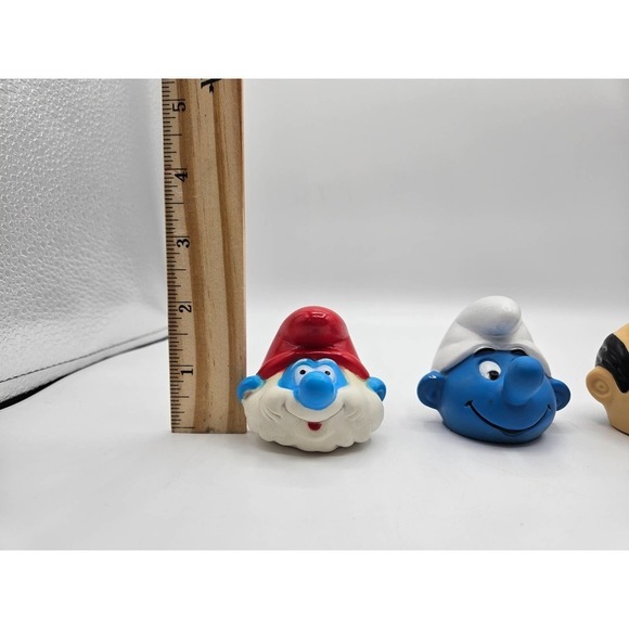 Smurfs Vintage 1983 Peyo Plastic Heads Collectible Toy Lot of 5 Finger Puppets - Picture 5 of 11
